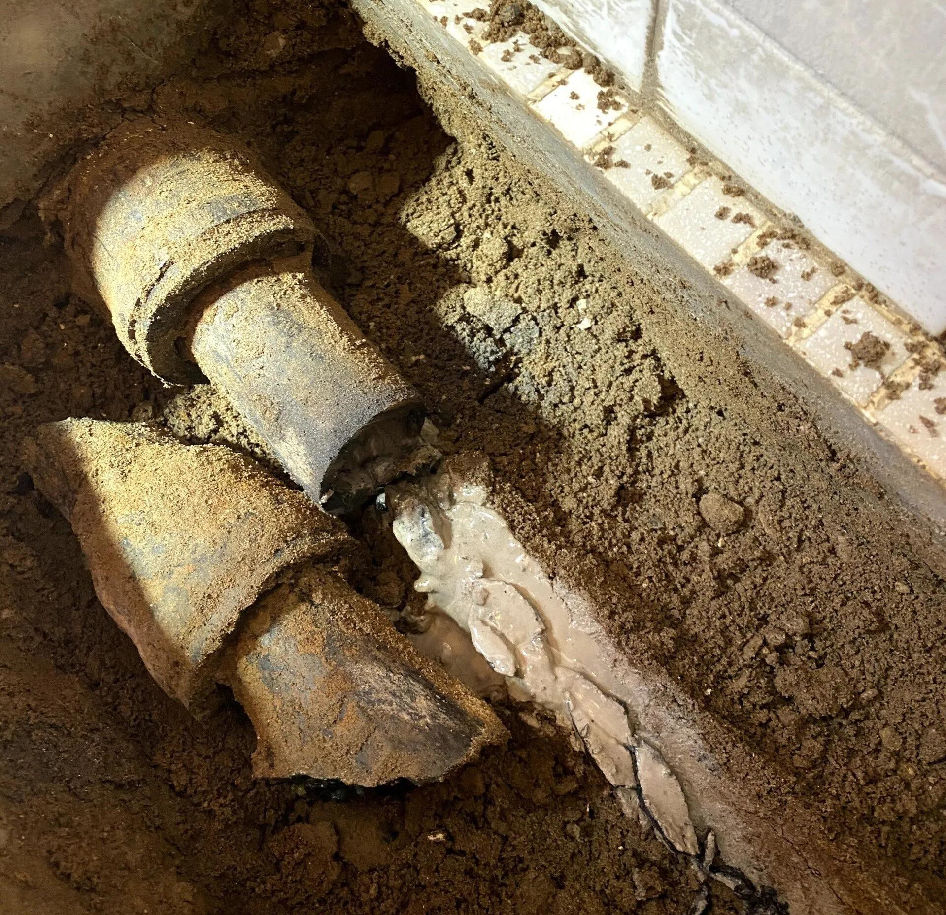 Sewer line excavation and repair